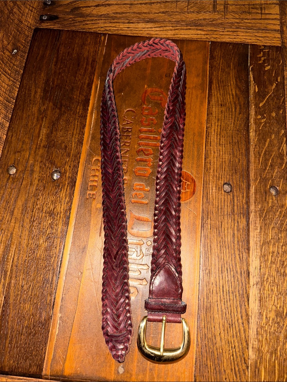 Braided Leather Belt with Brass Buckle